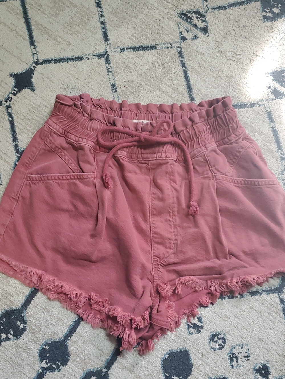 We The Free Dusty Rose High-Waist Drawstring Shorts Size Medium